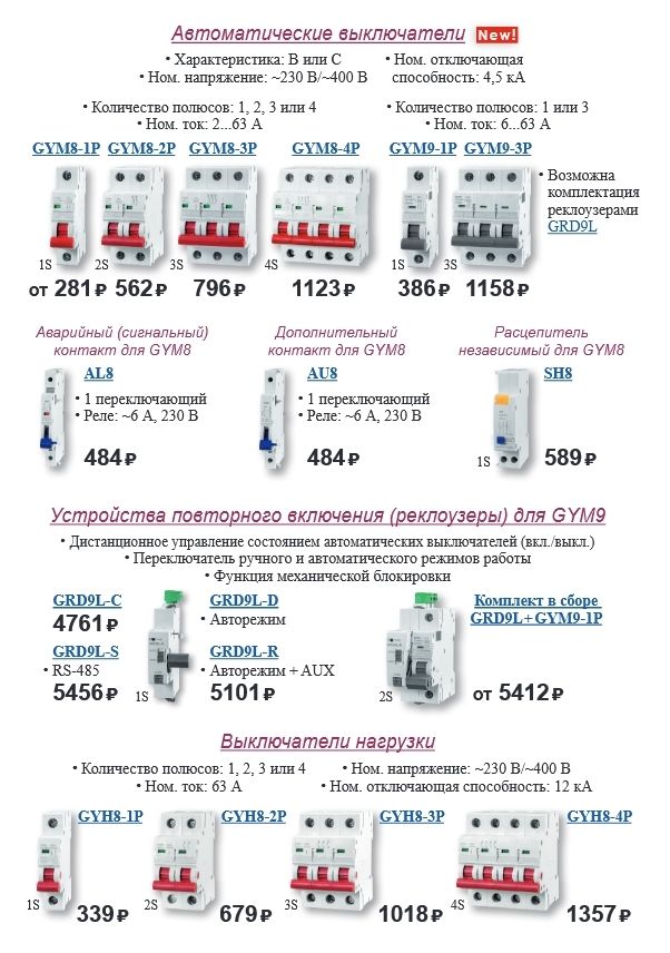 Новый каталог с автоматическими выключателями и защитным оборудованием