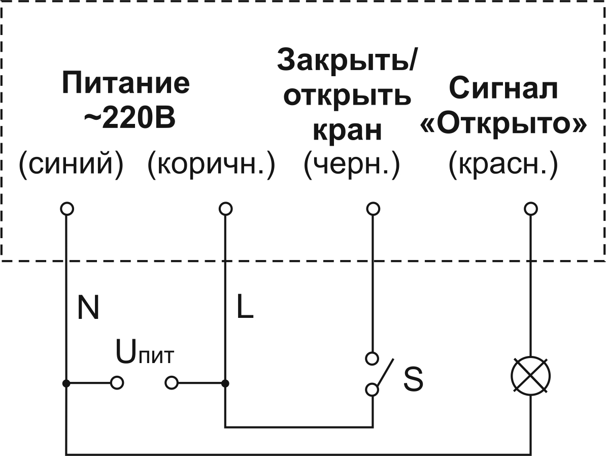 Схема подключения электропривода шарового крана