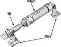 Пневмоцилиндр ПНЦ-Р c крепежами PSDB и TIJ