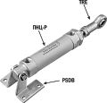 Пневмоцилиндр ПНЦ-Р с крепежами TRE и PSDB