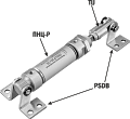 Пневмоцилиндр ПНЦ-Р c крепежами TIJ и PSDB